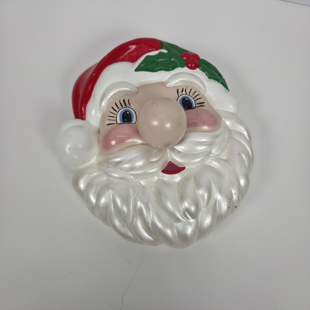 Vtg 1986 Musical Santa Face Nose Wind Up Wall Hanger Christmas Here Comes Santa - Picture 8 of 10